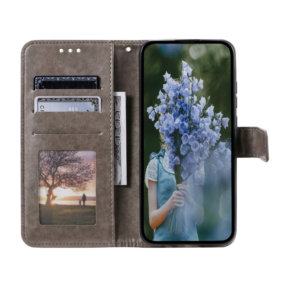 Mandala könyv tok Xiaomi Redmi Note 14-hez - szürke