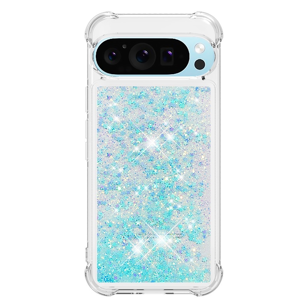Csillogó homokóra zselés tok Google Pixel 10 Pro/Pixel 10 - kék/csillagok