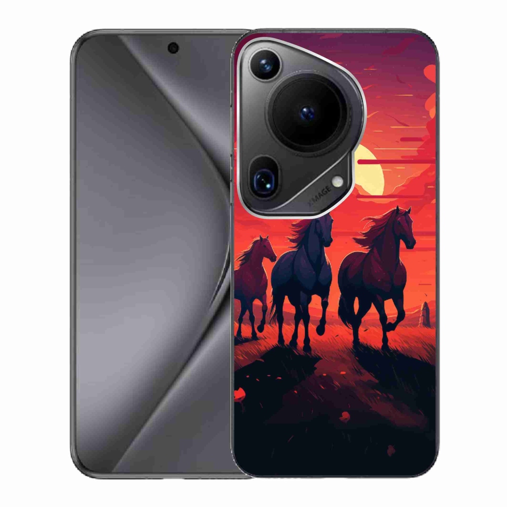Gél borítás mmCase a Huawei Pura 70 Ultra - lovak és naplemente