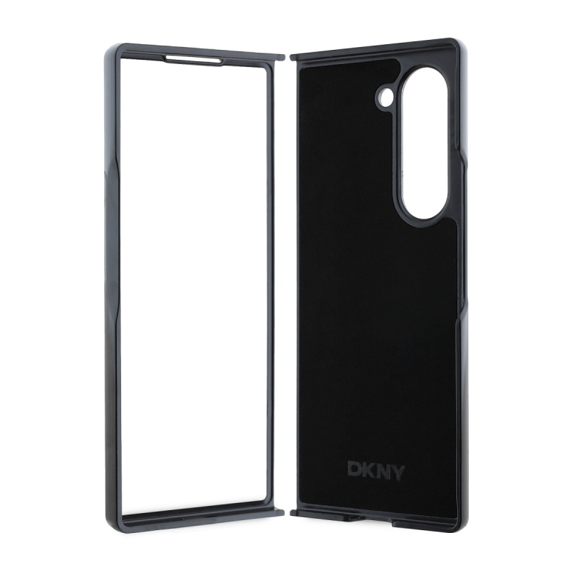 DKNY PU bőr kockás mintás és csíkos hátsó borító Samsung Galaxy Z Fold 6 Fekete