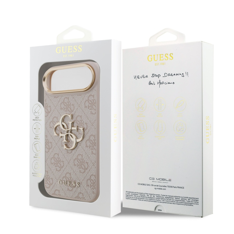 Guess PU bőr 4G fém logó arany keret hátlapi borító iPhone Air rózsaszínhez