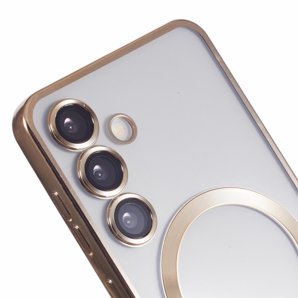 Tiszta tok kameravédelemmel és MagSafe támogatással Samsung Galaxy S25+ készülékhez - arany színben