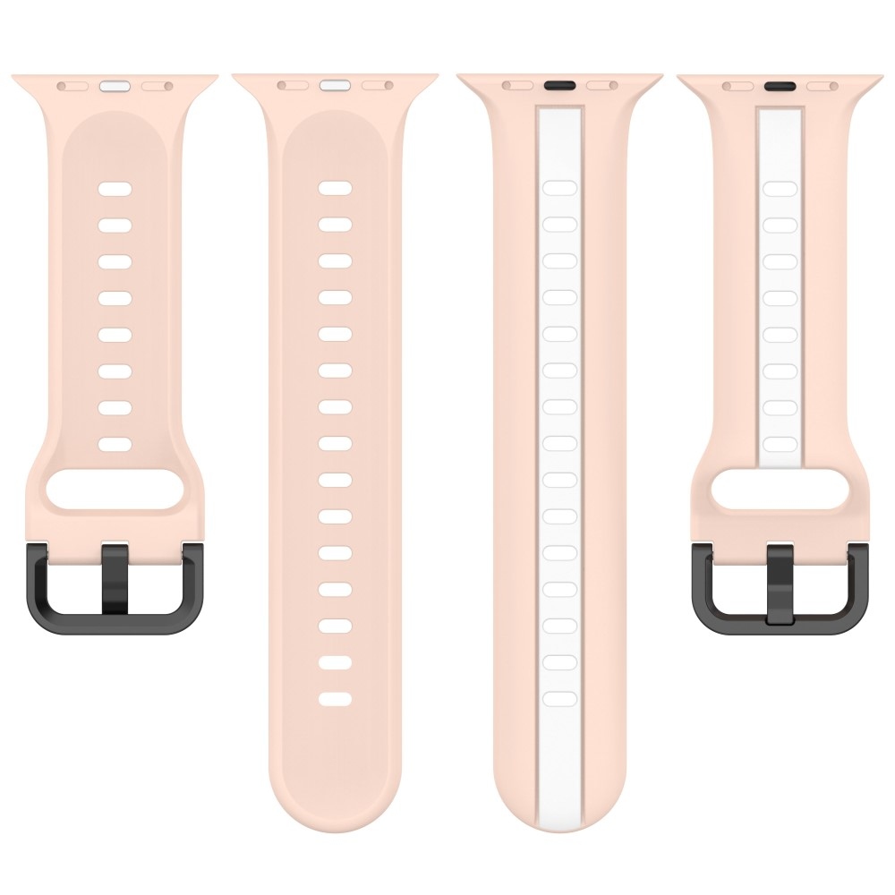 Szíj szilikon szíj Apple Watch Ultra/Ultra 2 49mm/SE/SE 2022/2023 44mm/9/8/7 45mm/6/5/4 44mm/3/2/1 42 mm - rózsaszín/fehér