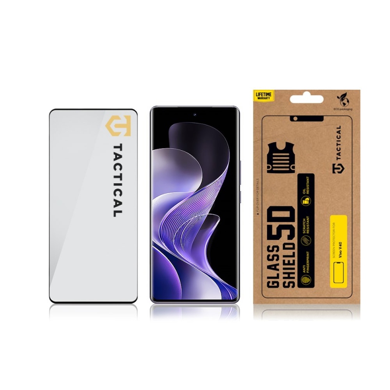 Taktikai üvegpajzs 5D üveg a Vivo V40 Black készülékhez