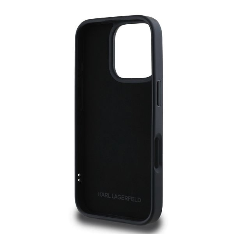 Karl Lagerfeld 3D gumiból készült duplafejű hátlap iPhone 16 Pro Max készülékhez Fekete