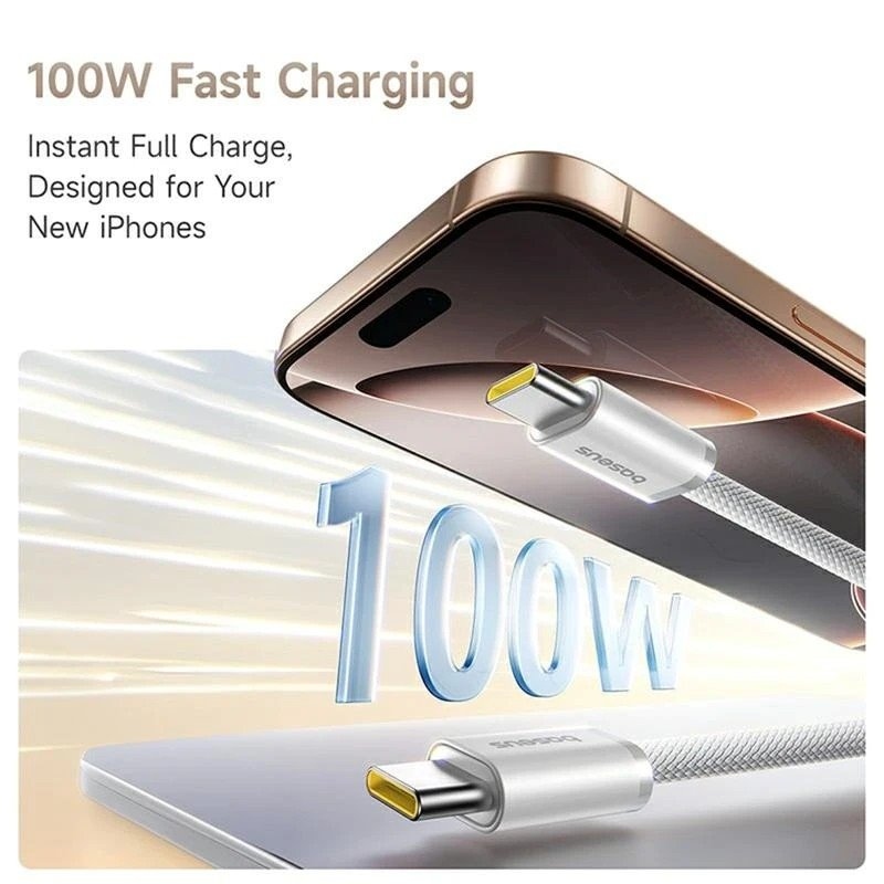 Baseus Dynamic 4 Pro Series adatkábel USB-C - USB-C 100W 1m Hold fehér