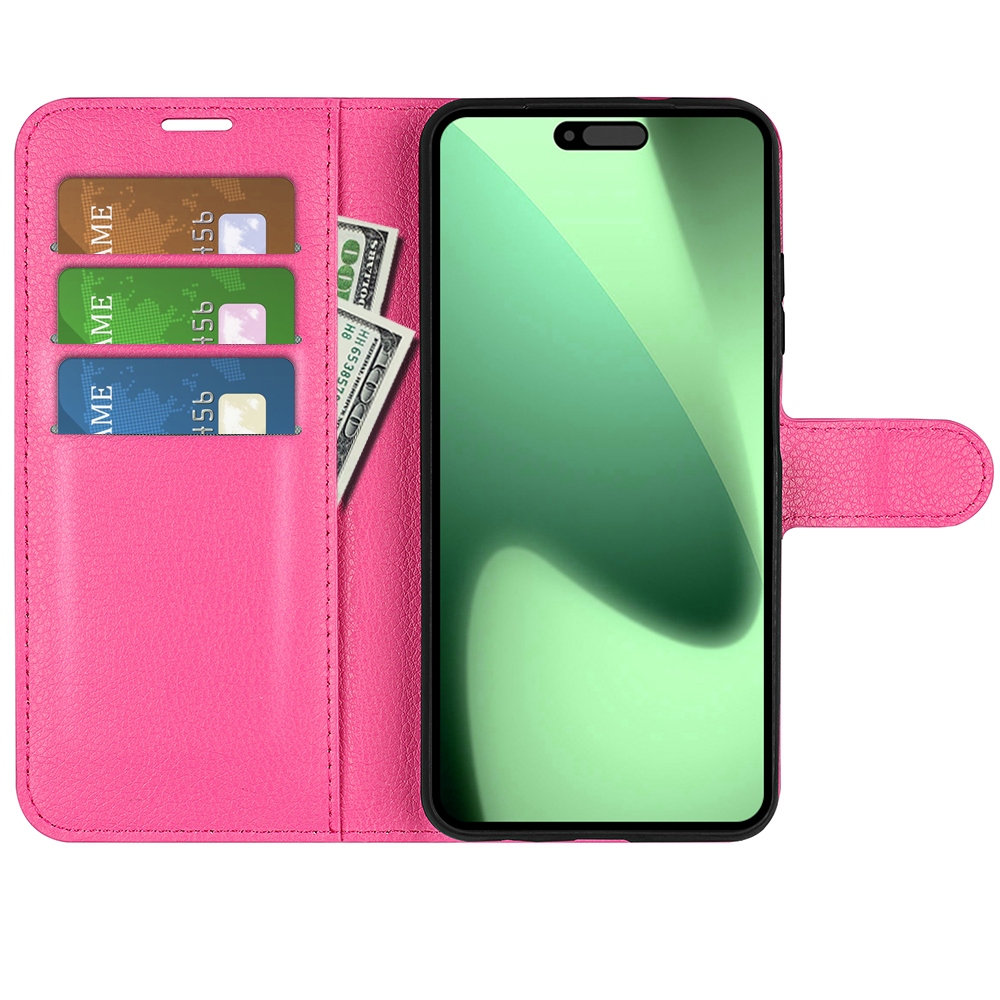 Litchi könyvtáska iPhone 17 Pro készülékhez - rózsaszínű