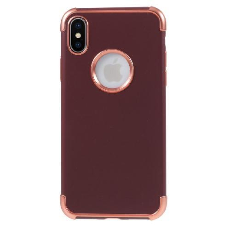 Sima zselés tok kontrasztos szegéllyel iPhone X készülékhez - rózsaarany színben