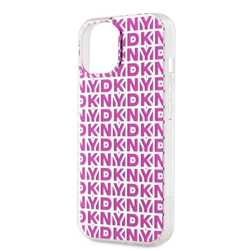 DKNY PC/TPU ismétlődő mintás hátsó borító iPhone 15 rózsaszínhez