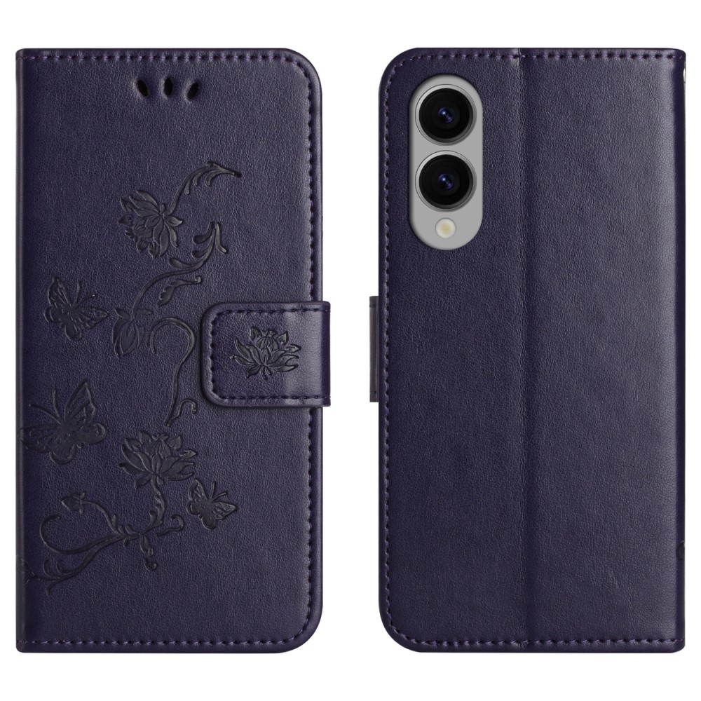 Virágos könyv tok Samsung Galaxy S25 Edge készülékhez - sötét lila