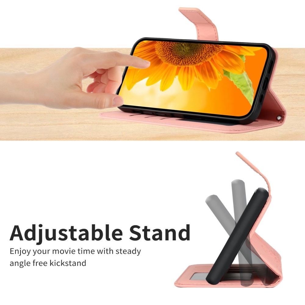 Napraforgó könyv tok a Xiaomi Redmi Note 14 Pro-hoz - rózsaszínű