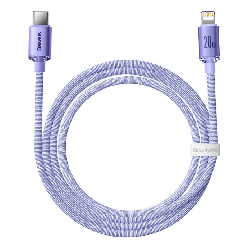 Baseus CAJY000205 Crystal Shine sorozatú adatkábel USB-C - Lightning 20W 1.2m lila