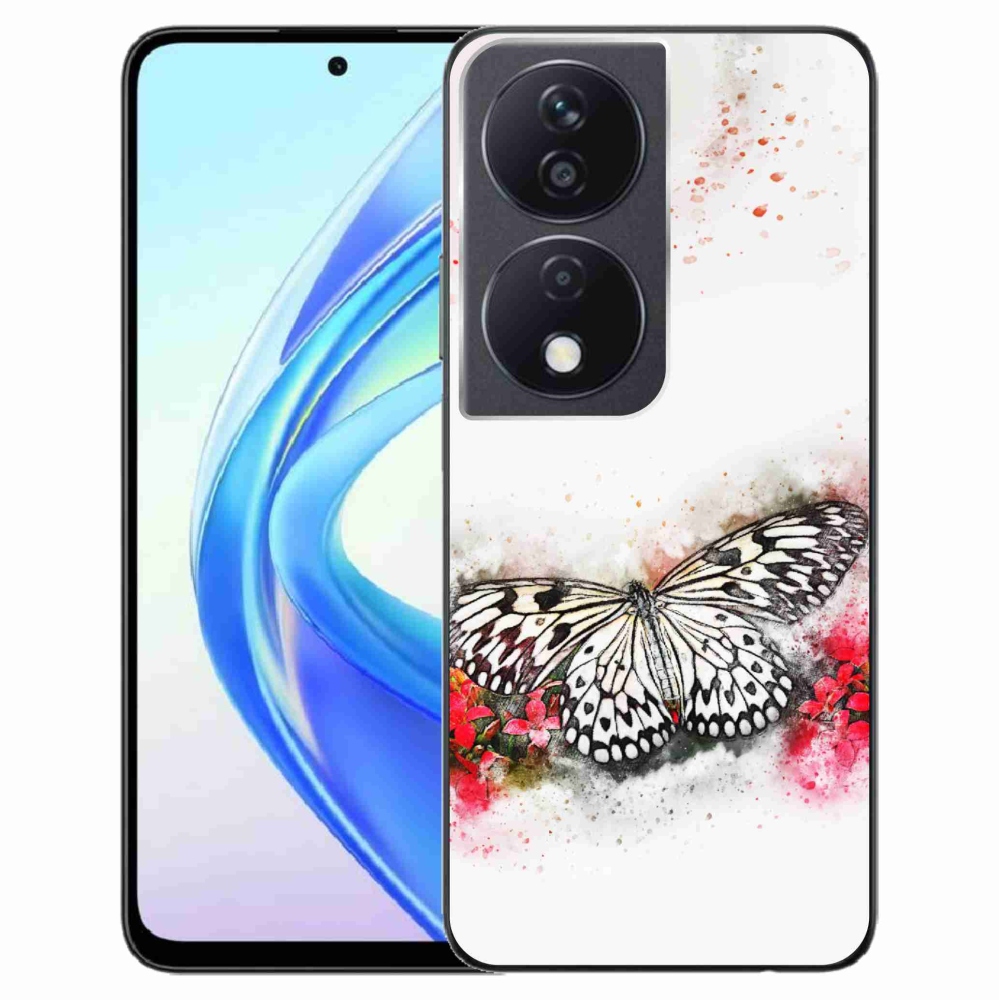 Zselés borítás mmCase a Honor X7b/Honor 90 Smart készülékhez - fekete-fehér pillangó
