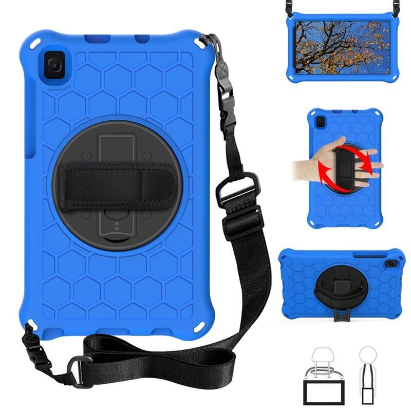 Méz hibrid tartós borító pánttal és kéztartóval tablethez Samsung Galaxy Tab A7 Lite 8.7 T220/T225 - kék/fekete