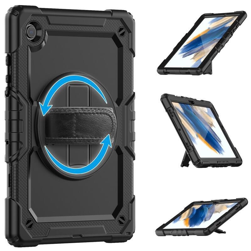 Méz hibrid tartós borító pánttal és kéztartóval tablethez Samsung Galaxy Tab A8 10.5 (2021) - fekete
