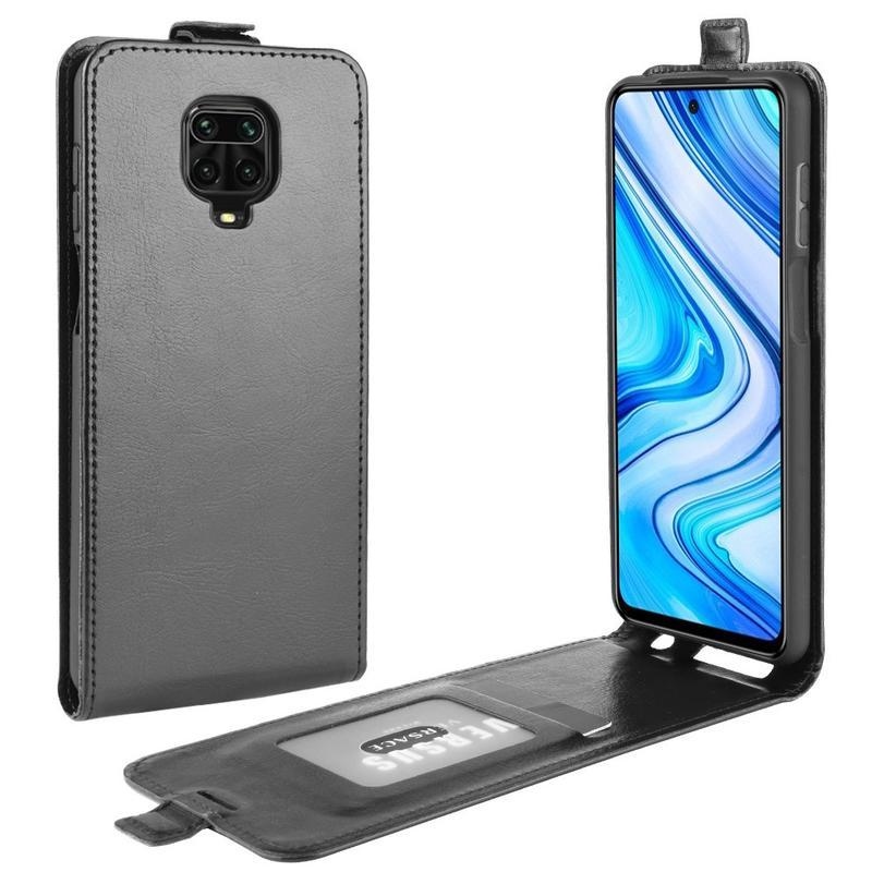 Ló PU bőr flip tok Xiaomi Redmi Note 9 Pro/Note 9S számára - fekete