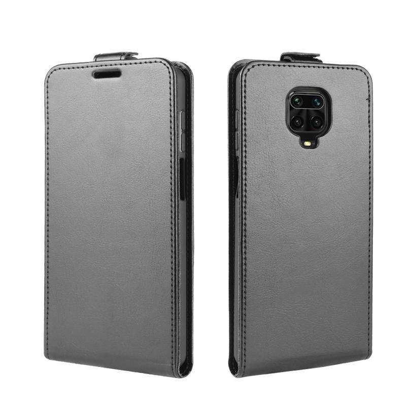 Ló PU bőr flip tok Xiaomi Redmi Note 9 Pro/Note 9S számára - fekete