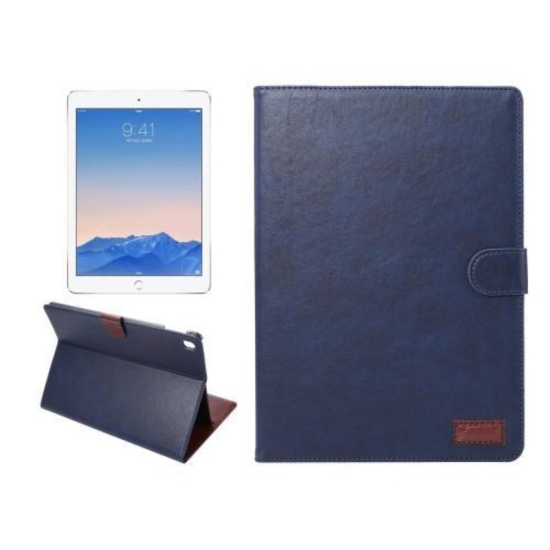 Ló PU bőr könyvtáska iPad Pro 9.7 készülékhez - sötétkék