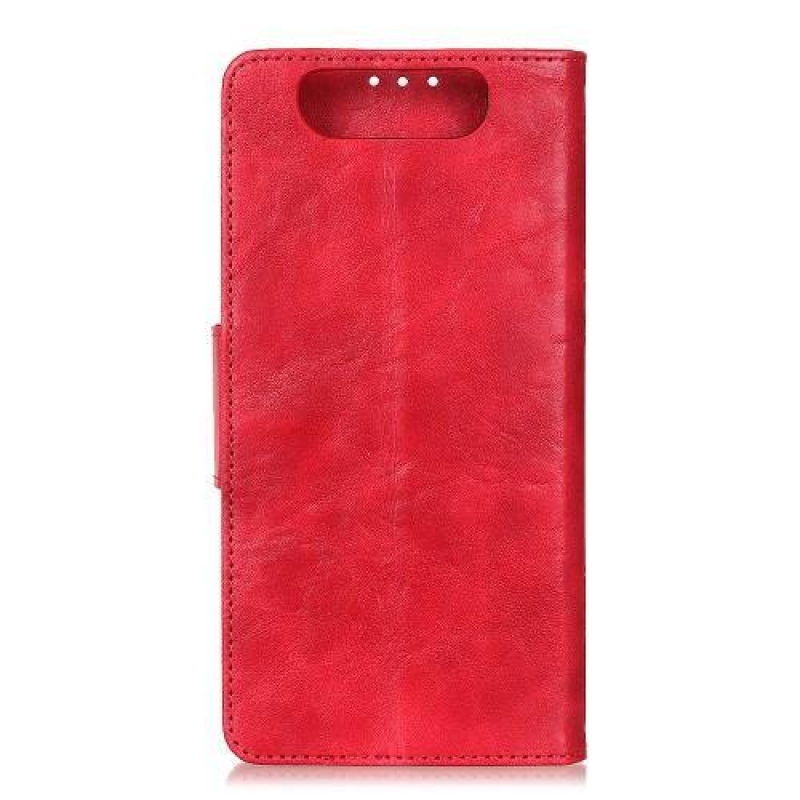 Ló PU bőr pénztárca tok Samsung Galaxy A80-hoz - piros