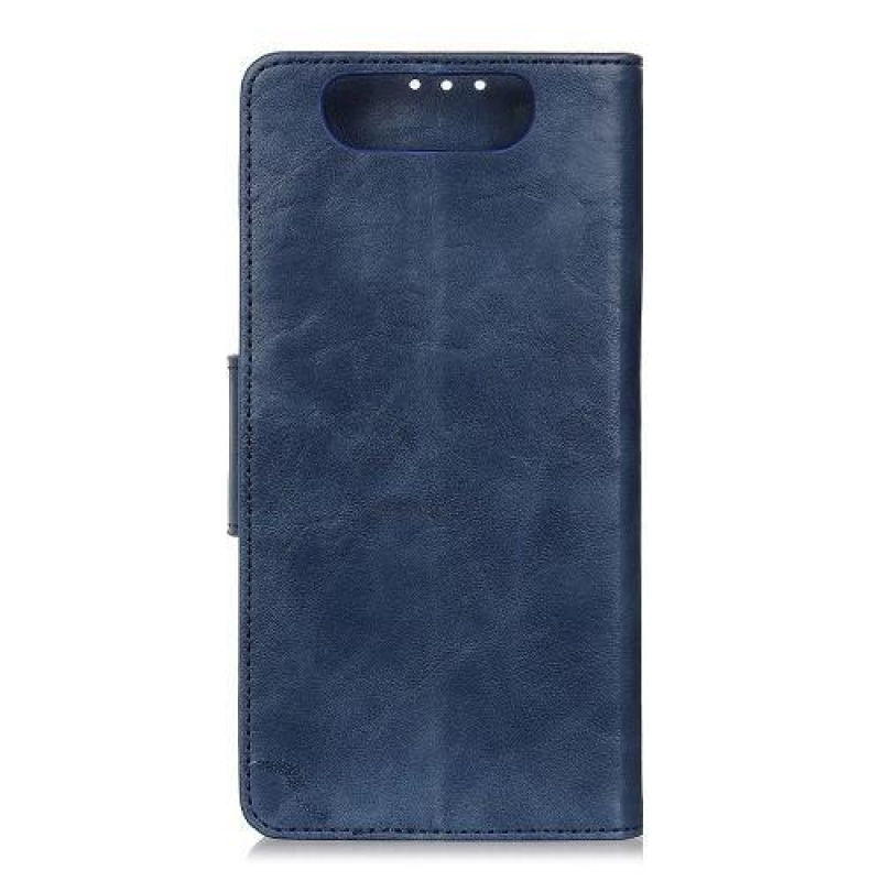 Ló PU bőr pénztárca tok Samsung Galaxy A80-hoz - kék