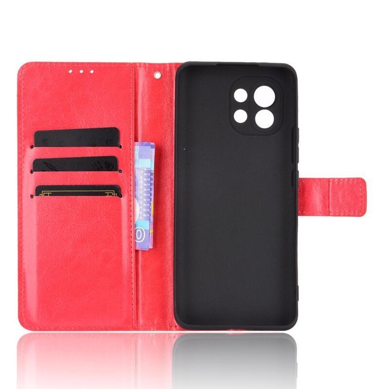 Ló PU bőr pénztárca tok Xiaomi Mi 11-hez - piros