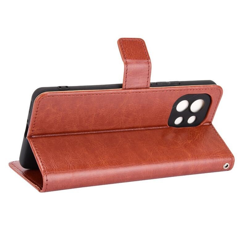 Ló PU bőr pénztárca tok Xiaomi Mi 11-hez - barna