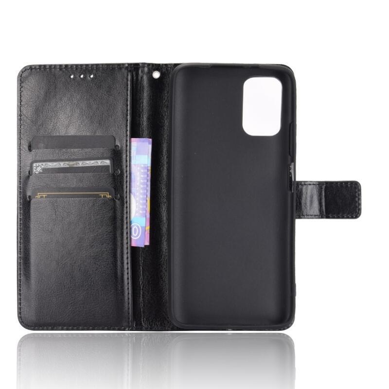 Ló PU bőr pénztárca tok Xiaomi Poco M3-hoz - fekete