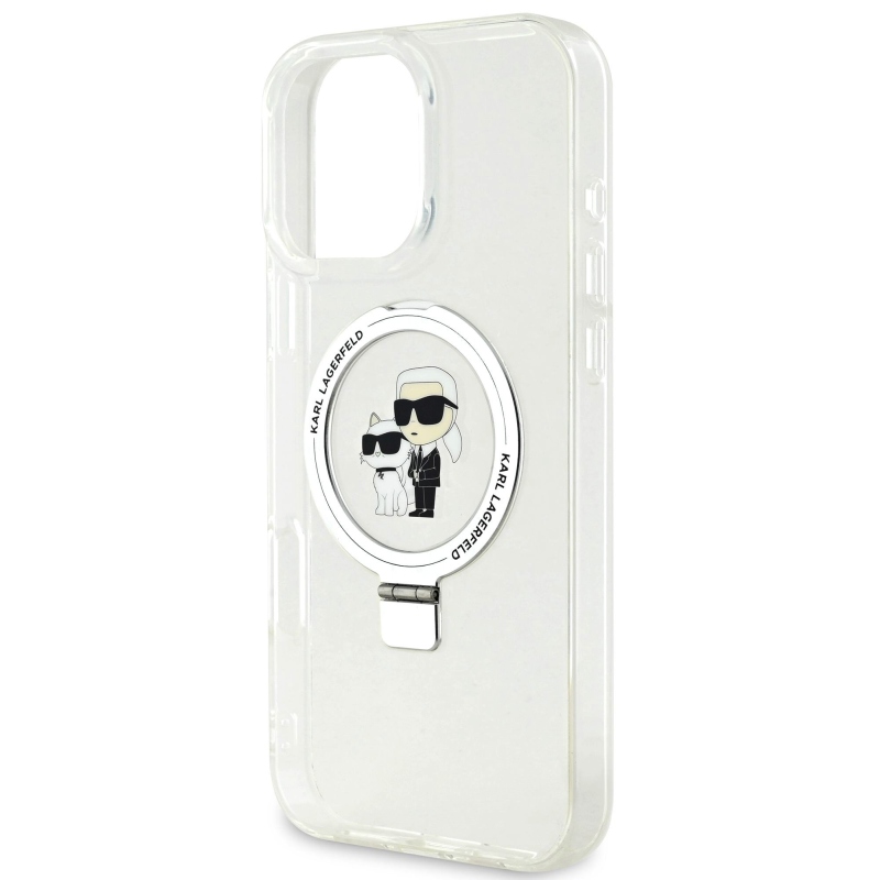 Karl Lagerfeld Ringstand Karl és Choupette MagSafe hátlapi borító iPhone 16 Pro Max készülékhez Fehér