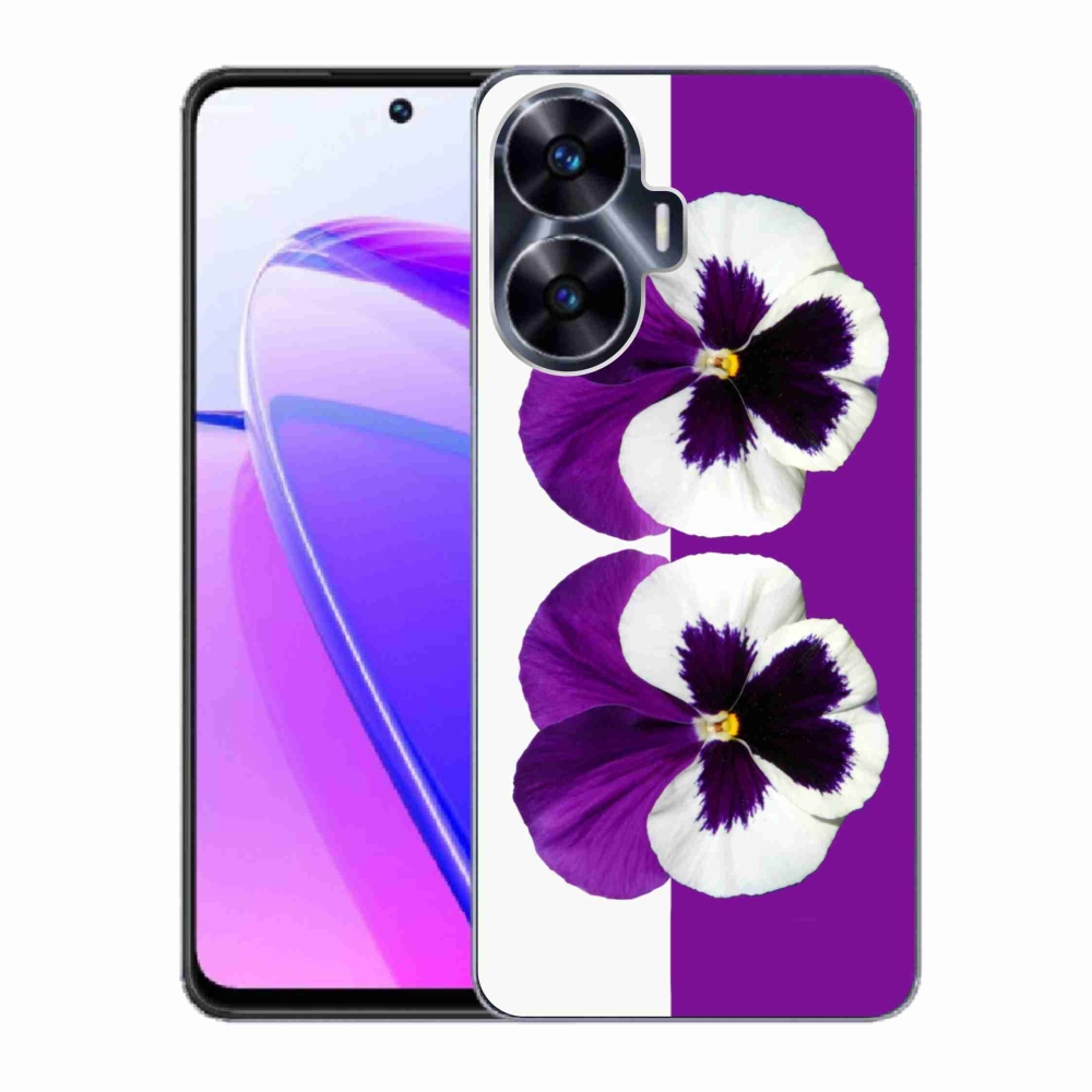 Zselés borító mmCase a Realme C55 készülékhez - lila és fehér virág