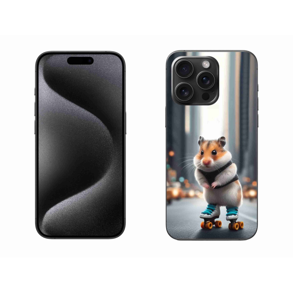 Zselés borítás mmCase iPhone 15 Pro Max készülékhez - hörcsög a korcsolyán