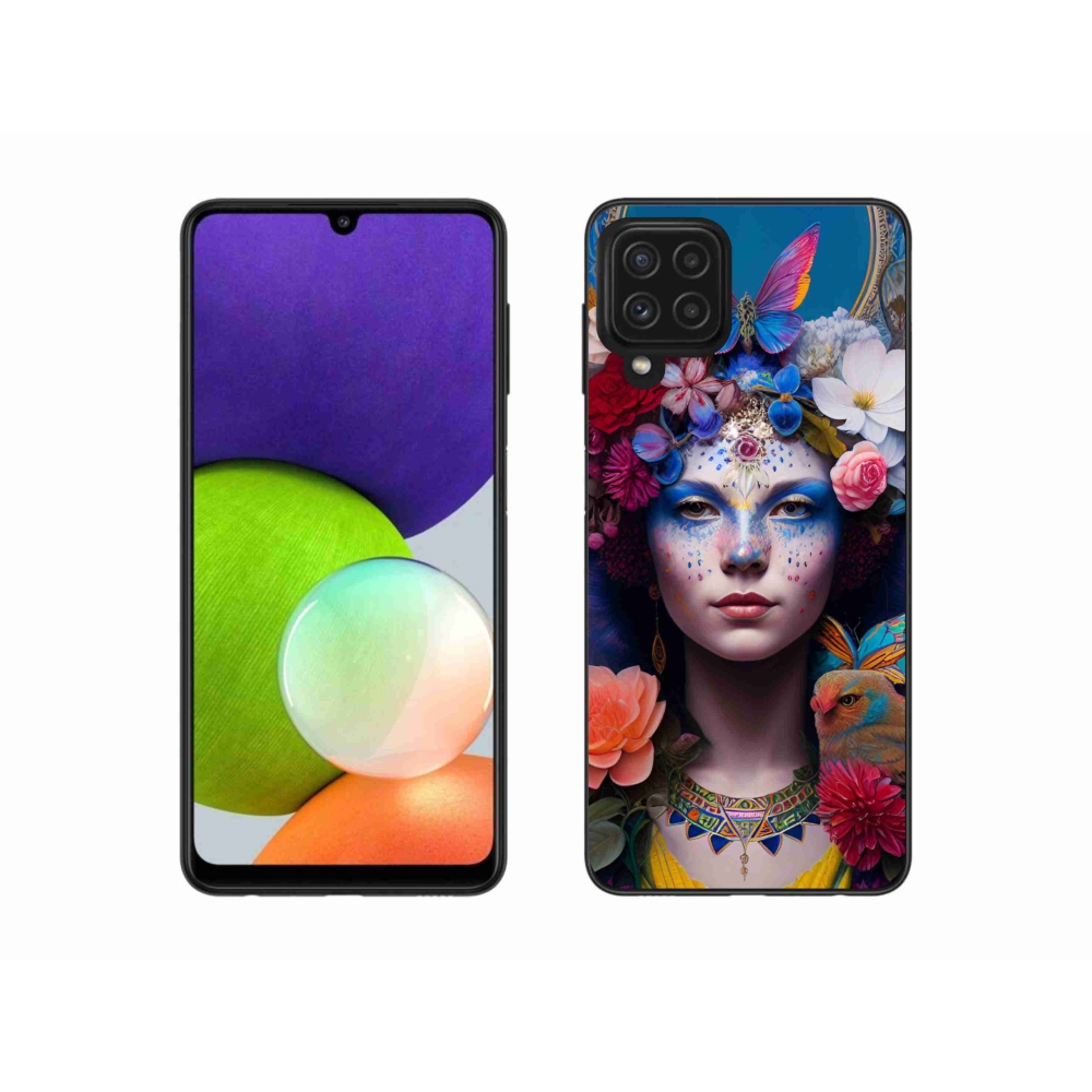 Gél borítás mmCase Samsung Galaxy A22 4G - nő virágokkal