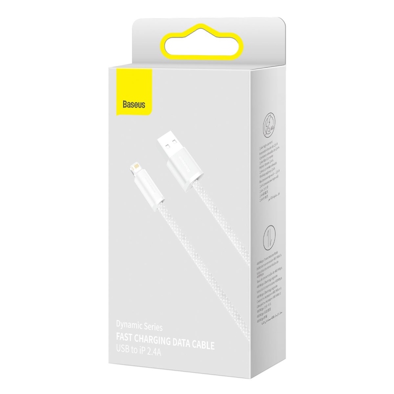 Baseus Dynamic sorozat gyors töltő adatkábel USB-A - világítás 2.4A 1m Fehér