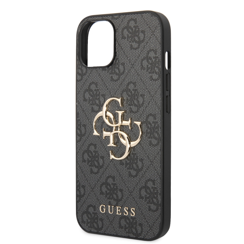 Guess PU 4G fém logós hátlap iPhone 15 Plus-hoz Szürke