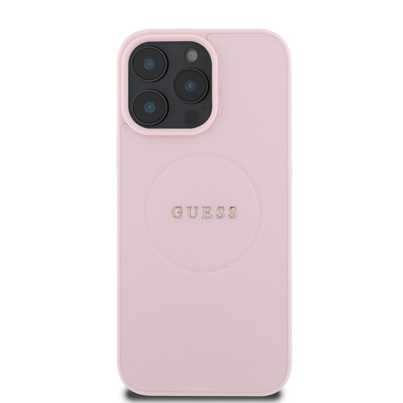 Guess PU szemcsés klasszikus logós MagSafe hátlap iPhone 16 Pro rózsaszínű iPhone 16 Pro számára