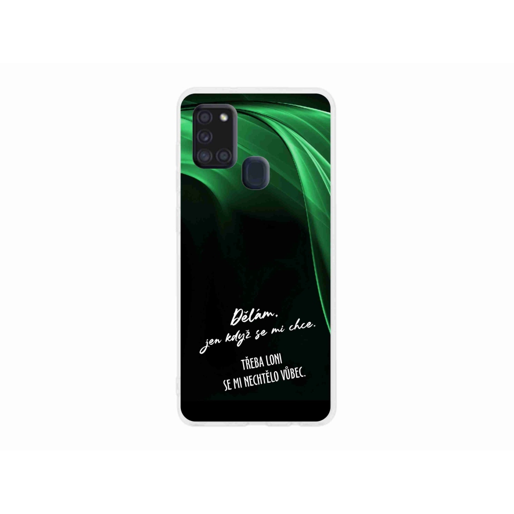 Gél borító mmCase Samsung Galaxy A21s készülékhez - vicces szöveg 12 fekete háttér
