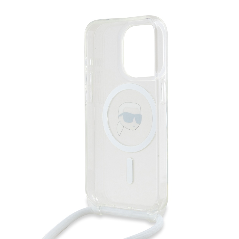 Karl Lagerfeld IML Crossbody Karl Head Karl Head MagSafe hátlap iPhone 15 Pro Max-hoz Átlátszó