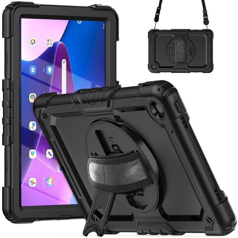 Hibrid táblagép tok kéztartóval és vállpánttal Lenovo Tab M10 Plus (3rd Gen) - fekete
