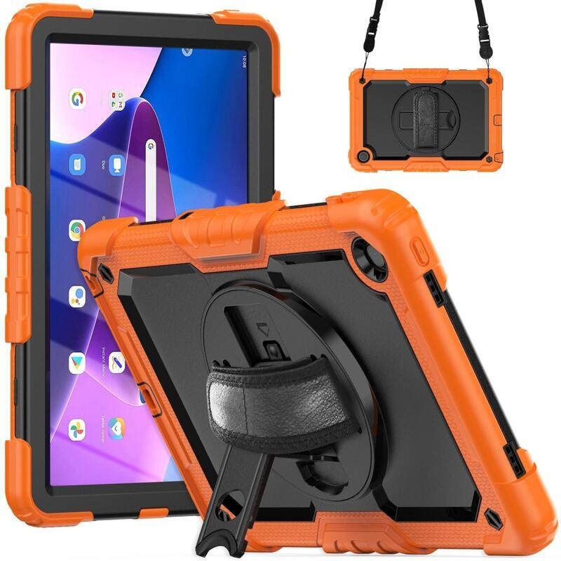 Hibrid táblagép tok kéztartóval és vállpánttal Lenovo Tab M10 Plus (3rd Gen) - narancssárga
