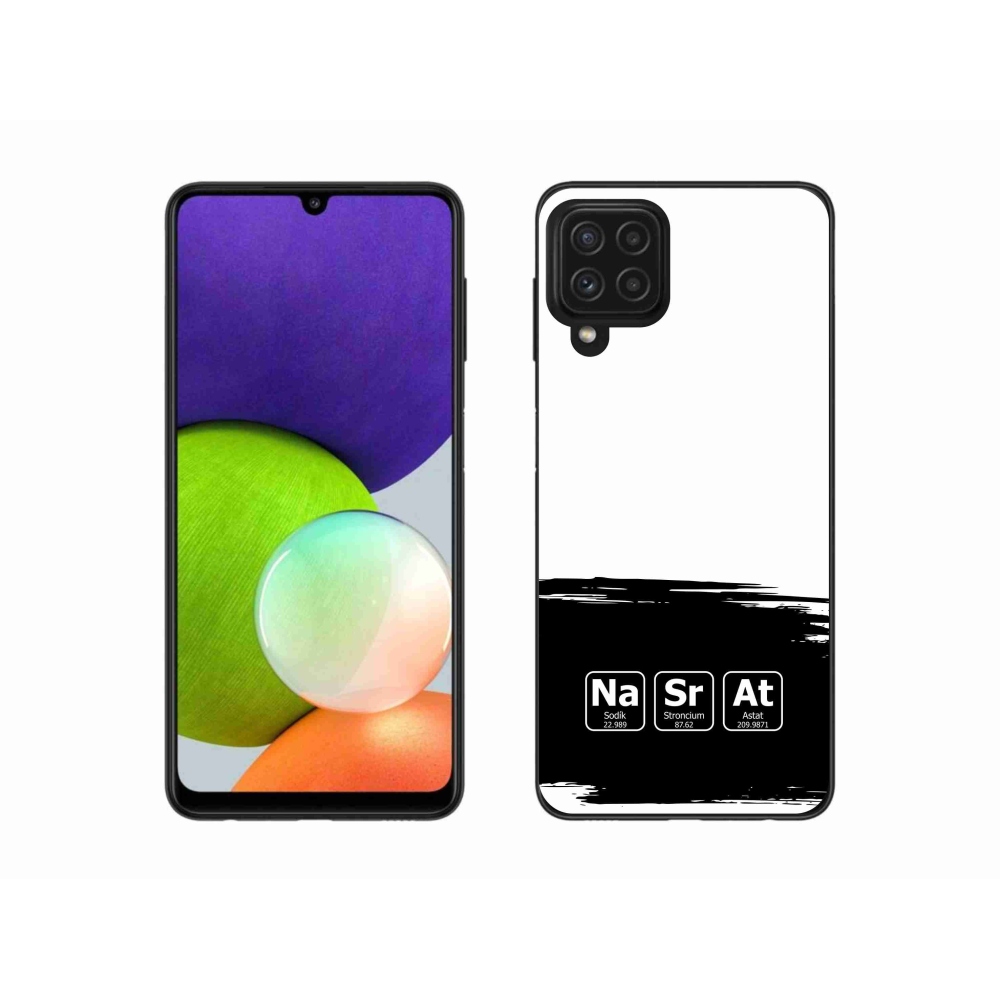 Gél borító mmCase Samsung Galaxy A22 4G - kémiai elemek fekete és fehér háttérrel