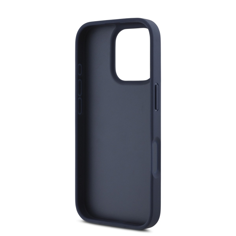 DKNY PU bőr ismétlődő mintás tonális csíkos hátlapi borító iPhone 16 Pro Max kékhez