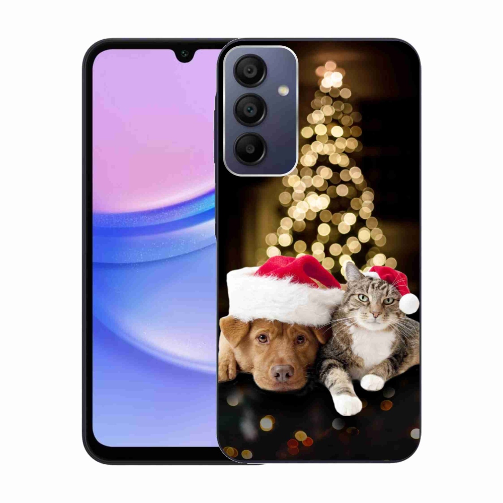 Gél borítás mmCase Samsung Galaxy A15 4G/5G - Karácsonyi kutya és macska