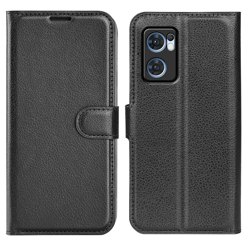 Litchi könyv tok Oppo Find X5 Lite készülékhez - fekete