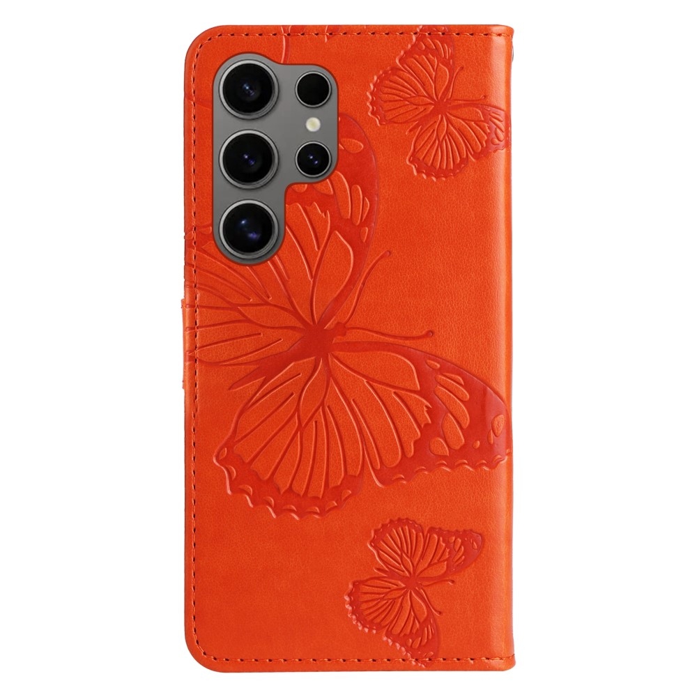 Nagy pillangó könyv tok Samsung Galaxy S25 Ultra készülékhez - narancssárga