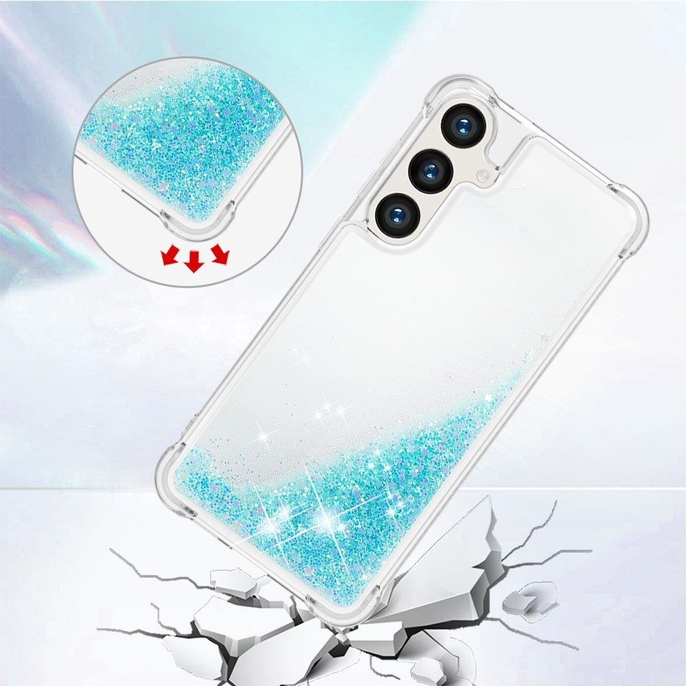Glitter homokóra zselés tok Samsung Galaxy S24+ - kék / csillagok