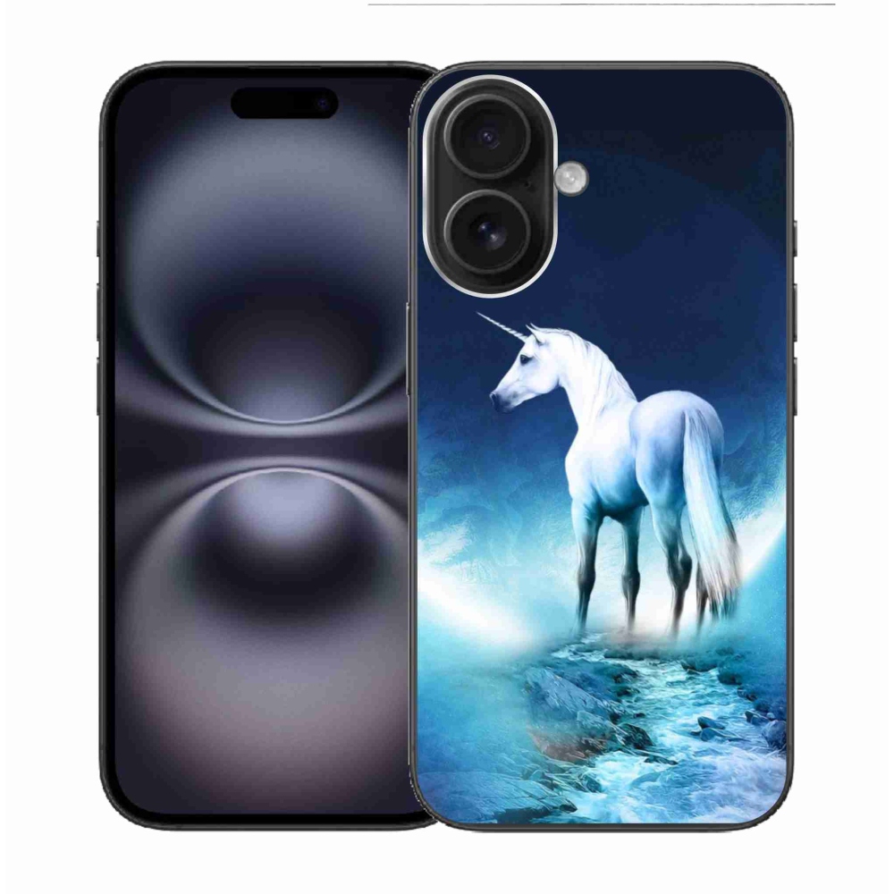 Zselés borítás mmCase iPhone 16 készülékhez - fehér egyszarvú