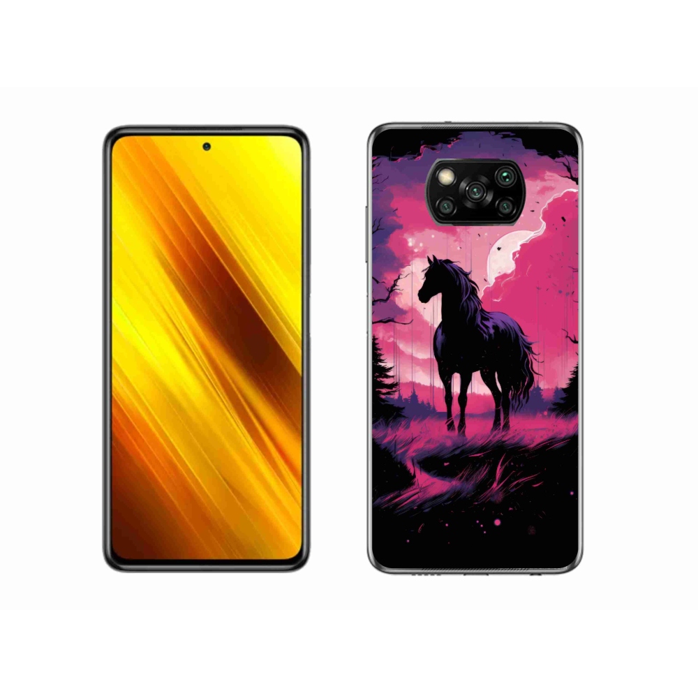 Gél borítás mmCase a Xiaomi Poco X3 Pro számára - fekete rajzfilm ló 1