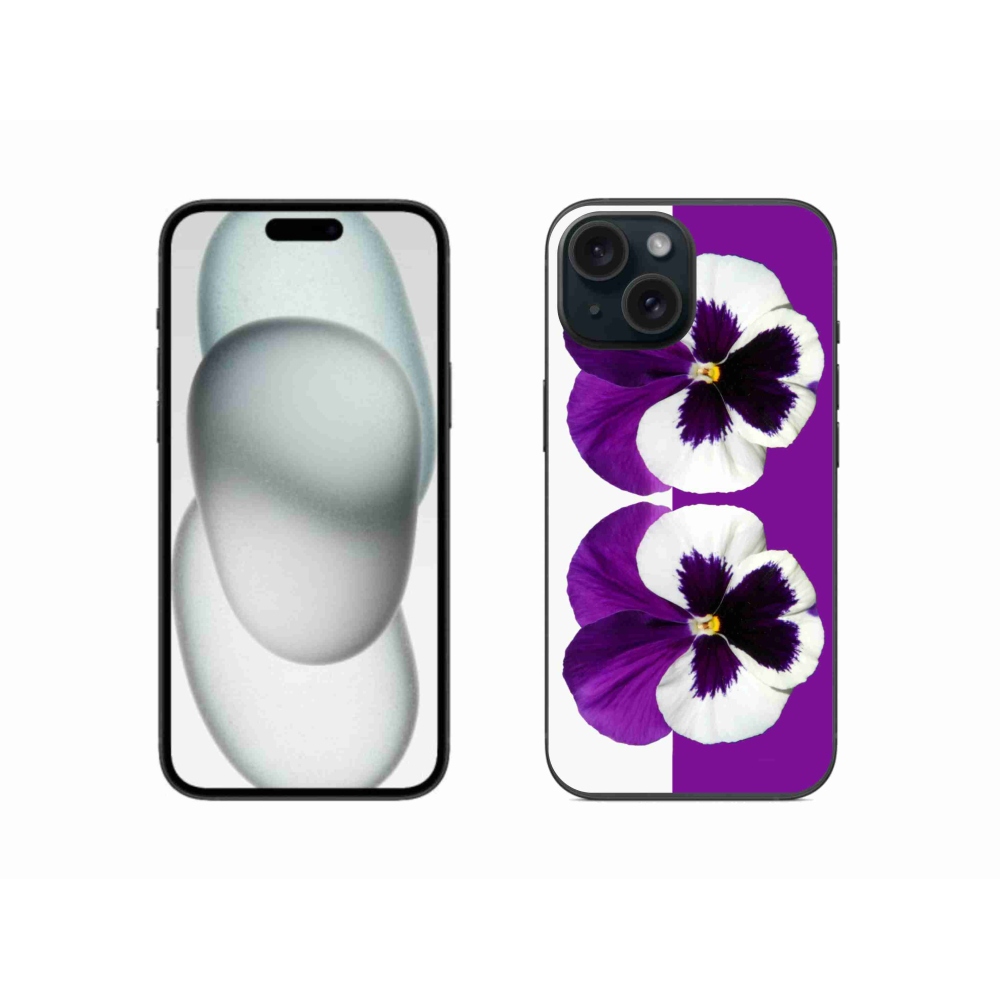 Zselés borítás mmCase iPhone 15 készülékhez - lila és fehér virág