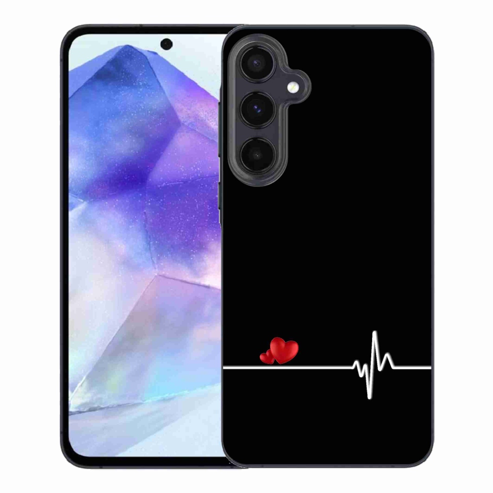 Gél borító mmCase Samsung Galaxy A55 5G - szív és szívverés fekete háttérrel