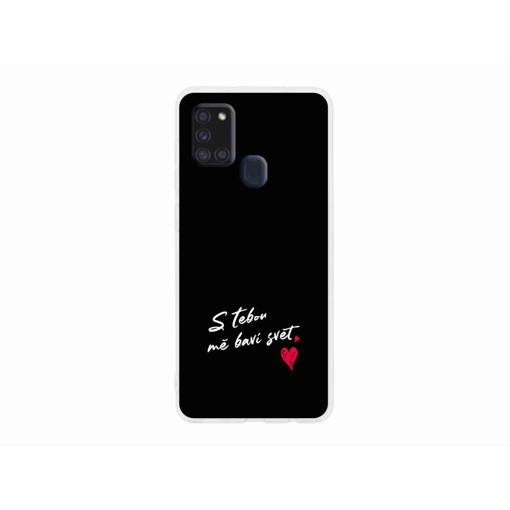 Gél borító mmCase Samsung Galaxy A21s készülékhez - szerelmes szöveg 1 fekete háttér