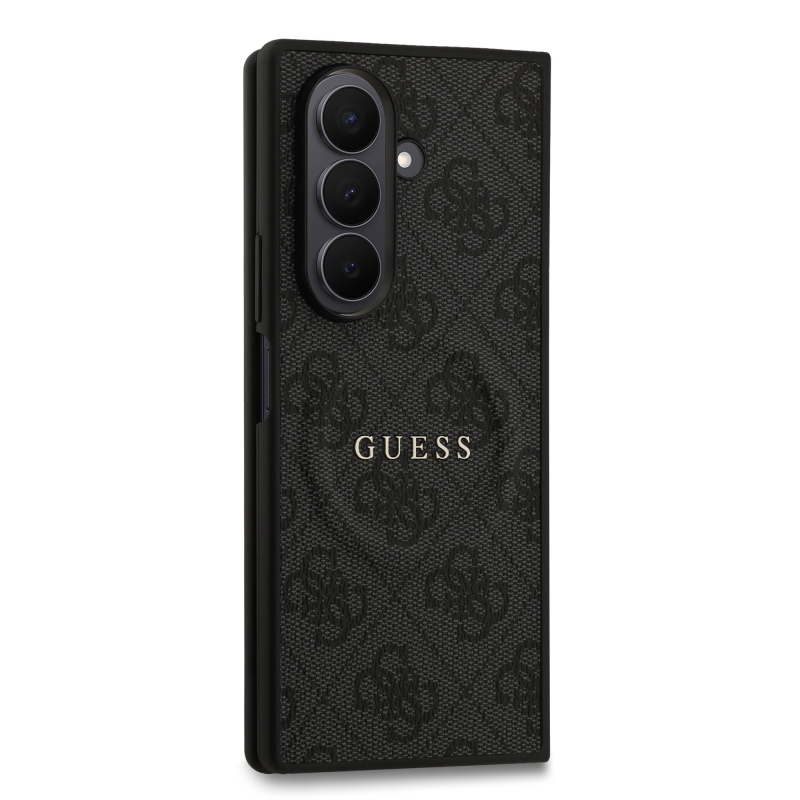 Guess PU bőr 4G színes gyűrűs mágneses hátlap Samsung Galaxy Z Fold 7 fekete